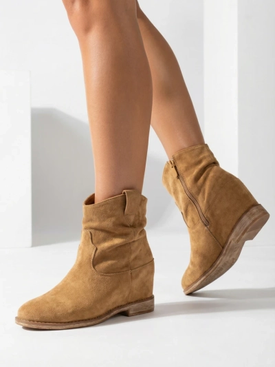 Bottines pour Femmes Athena Camel en Cuir Suédé Élégantes