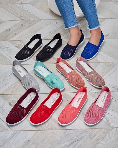 OUTLET Baskets à enfiler en tissu ajouré menthe Sadola - Chaussures