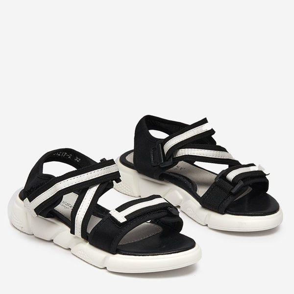 Sandales enfant noires et blanches fermées par velcro Modis - Chaussures