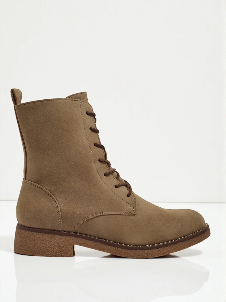 Bottines lacées mates en cuir écologique pour femmes Treviline