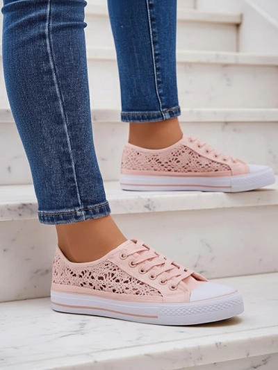 Baskets roses pour femmes Tissu Kalipso – Baskets ajourées à semelle plate
