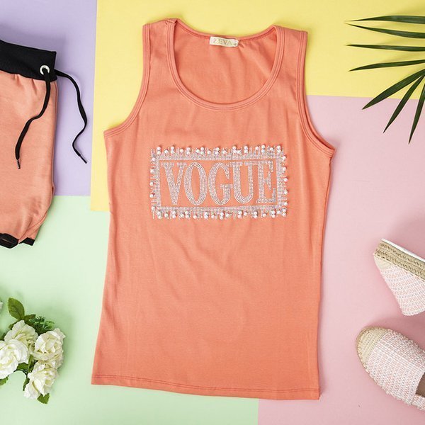 Débardeur rose pour femme avec oxydes de zirconium - Vêtements