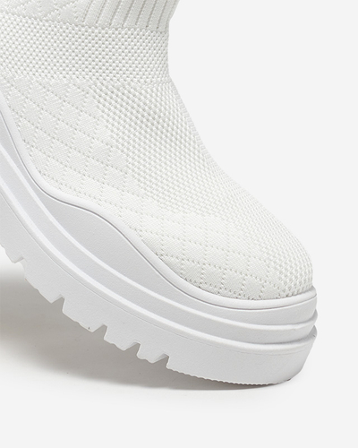 Bottines blanches pour femme à talon plat Seritis - Footwear