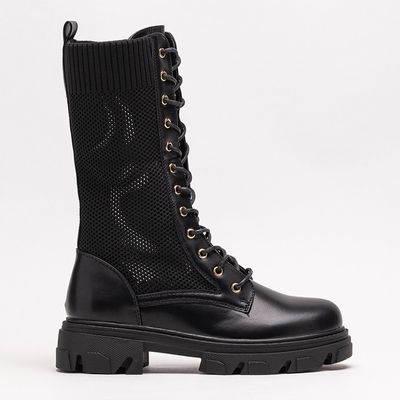 Bottines à lacets femme noires ajourées Buhomi - Footwear