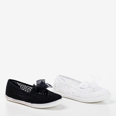OUTLET Slip fille noir ajouré - à nœud Farima - Footwear
