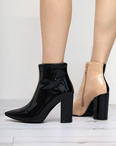 Bottines vernies beiges et noires sur le poteau Cruell - Footwear