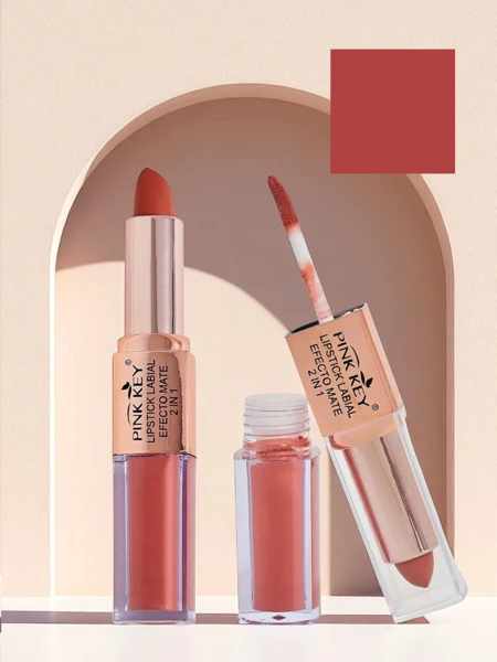 Rouge à lèvres mat en stick et en version liquide 2-en-1 Mousse à la fraise