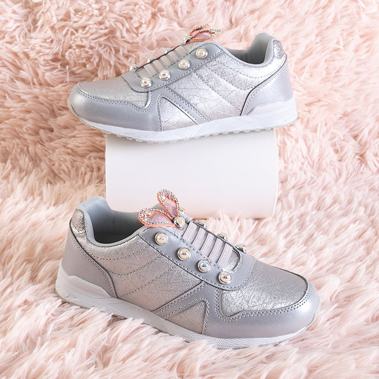 Chaussures de sport pour enfants argentées avec décorations Demiak - Footwear