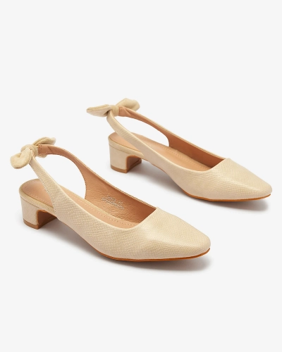 Escarpins femme beige avec gaufrage et nœud Olikasa - Chaussures