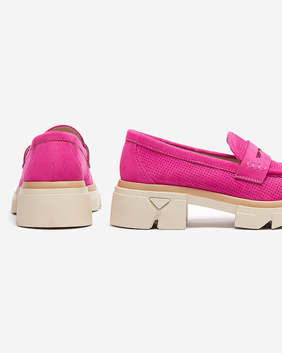 Fuchsia mocassins ajourés pour femmes sur une semelle solide Ejina - Chaussures