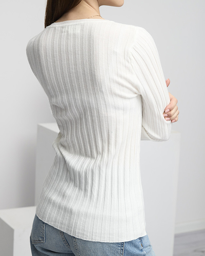 Pull côtelé blanc femme - Vêtements