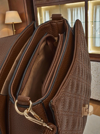 Sac à Main pour Femmes Luna Marron Foncé en Cuir Écologique Élégant