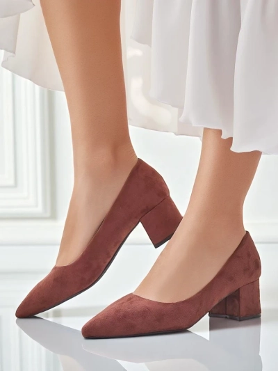 Aurelia Classico – Escarpins pour femmes marron en daim à talon bloc de 4,5 cm