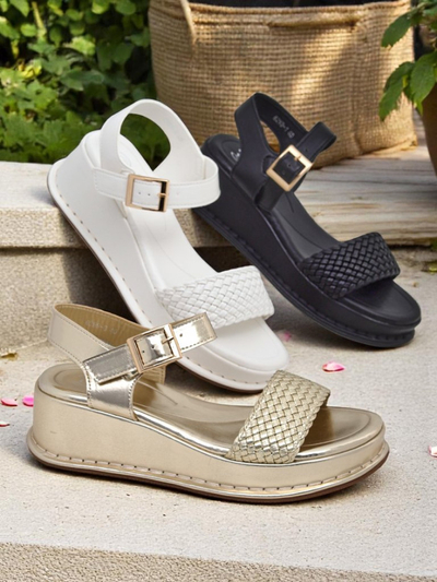 Sandales compensées Royalfashion pour femmes avec bride tressée Fiolle