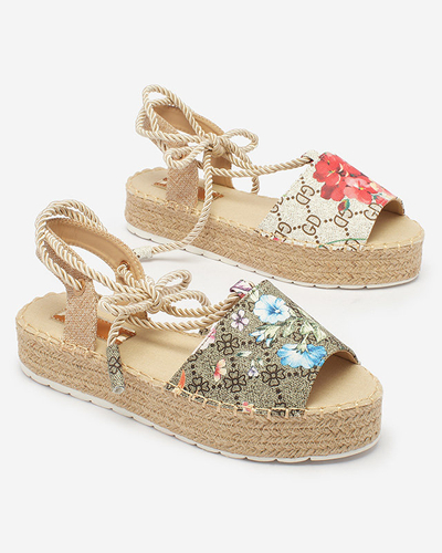 Royalfashion Espadrilles kaki pour femme en fleurs Elizeaf