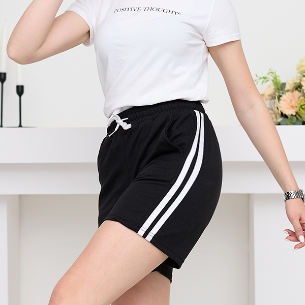 Short noir pour femme à rayures - Vêtements