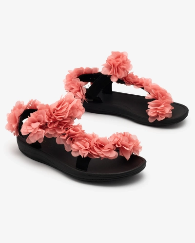 Royalfashion Sandales femmes corail avec fleurs Alferroy