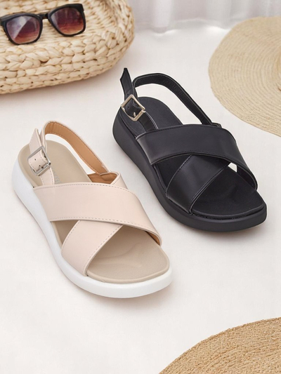 Royalfashion Sandales pour femmes Riva Star à semelle épaisse