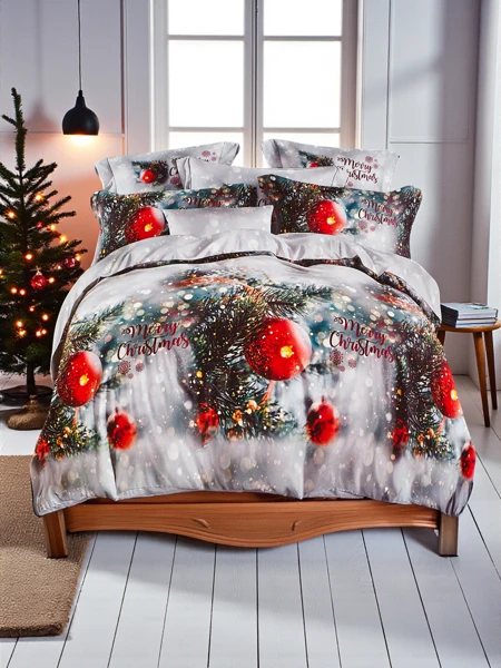 Royalfashion Linge de lit de Noël 160x200 ensemble 3 pièces