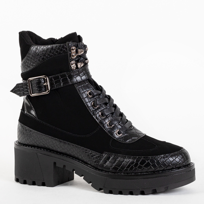 Bottines noires avec gaufrage Alabi - Chaussures