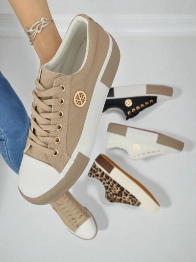 Beige Baskets en toile pour femme Aurelio