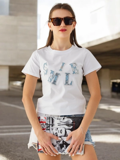 Blouse en coton pour femmes Royalfashion avec l'inscription