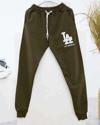 Pantalon de jogging femme vert foncé avec patch coloré - Vêtements