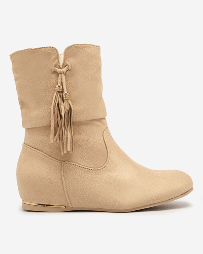Royalfashion Bottes en éco-suède beige avec ancre cachée Lovely