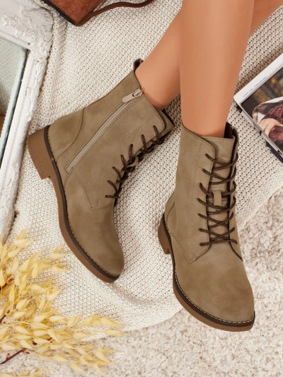 Bottines lacées mates en cuir écologique pour femmes Treviline