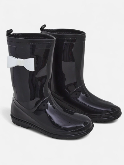 Royalfashion Bottes de pluie vernies pour enfants avec un nœud Bostone