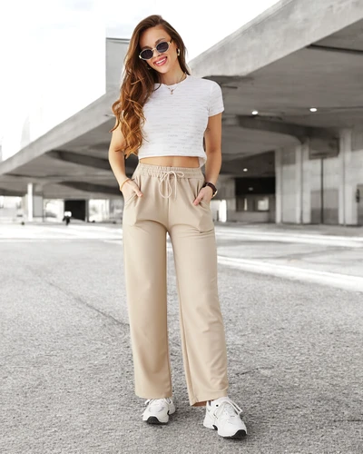 Royalfashion Pantalons simples pour femmes avec liens