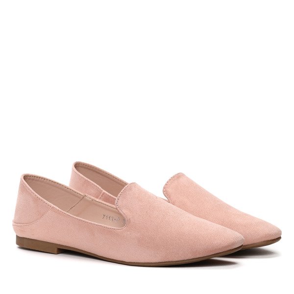 Różowe, gładkie mokasyny- Obuwie