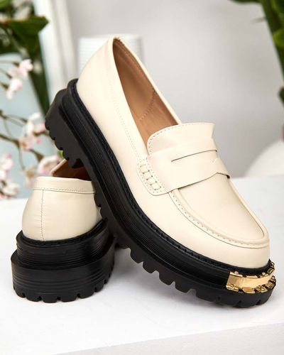 Mocassins pour Femmes Aurelia Beige à Plateforme de 5cm - Élégants et Confortables