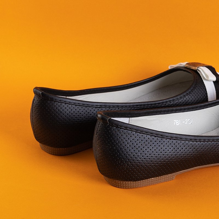 OUTLET Ballerines ajourées pour femmes noires à nœud Alemonia - Chaussures