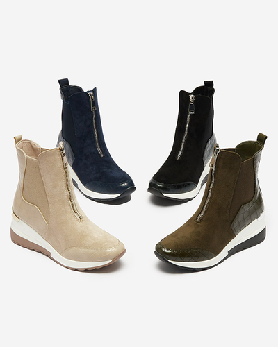 Baskets hautes pour femmes vert foncé avec gaufrage Looyis - Footwear