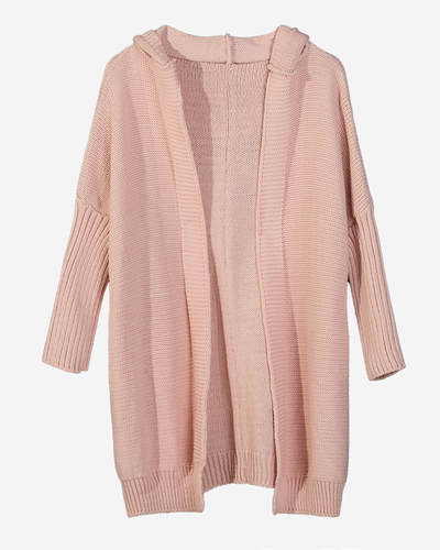 Long cardigan cape rose pour femme avec capuche - Vêtements
