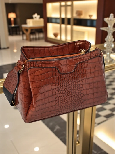 Petit sac à main verni en cuir écologique Midnight Fern