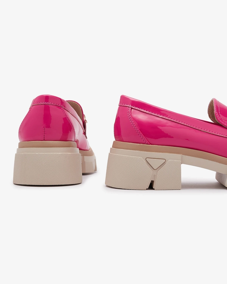 Mocassins fuchsia laqués avec pierres colorées Sarix - Chaussures
