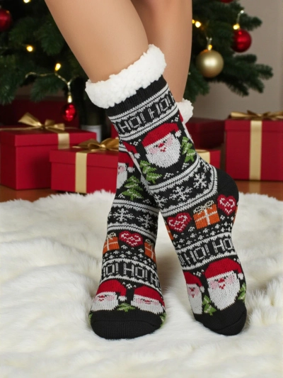 Chaussettes Femme Aurora Noir Tricotées Noël