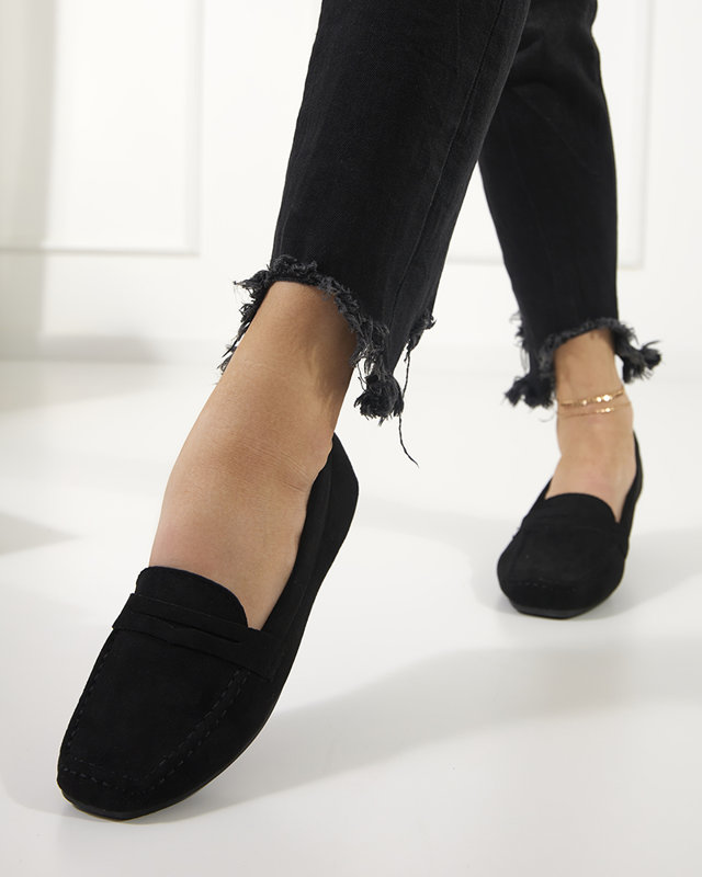 Daim Mocassin Femme A Lacet Mocassins Femme En éco-daim Noir Asami