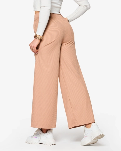 Pantalon palazzo large à plis pour femme, marron - Vêtements