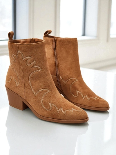 Bottines femme style santiags Velvet Ash – à talons