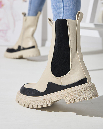 OUTLET Bottes montantes beige et noir pour femme Dorila - Footwear