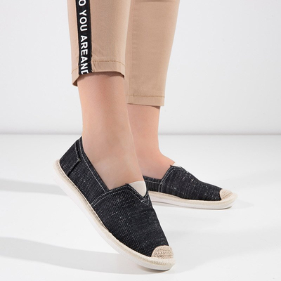 OUTLET Espadrilles noires pour femme avec un fil brillant Hagenti - Chaussures