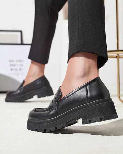 Mocassins noirs en cuir écologique pour femmes Firlonna- Footwear