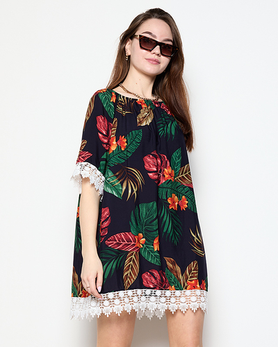 Chemisier femme bleu marine à fleurs GRANDE TAILLE - Vêtements