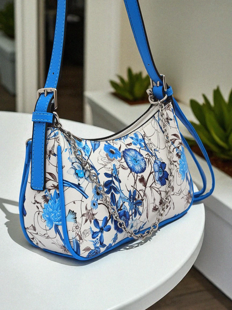Royalfashion Petit sac à main pour femme en cuir écologique avec fleurs Lily Bloom
