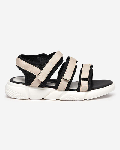 Sandales pour filles fermées par velcro en beige Mumin-Shoes