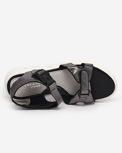 Sandales brillantes pour enfants en graphite Leepe - Chaussures