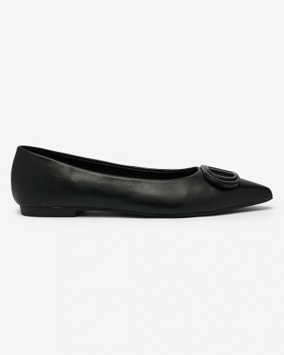 Royalfashion Ballerines noires à bout pointu pour femme avec embellissement sur le nez Manixy